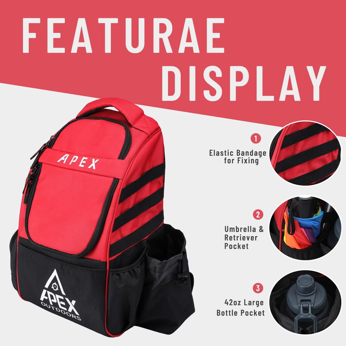 Apex Outdoors Bolsa de Golf de Disco, Mochila de Golf de Disco con más de 21 Discos, Bolsas de Golf duraderas y Ligeras con múltiples Bolsillos de Almacenamiento — view 3
