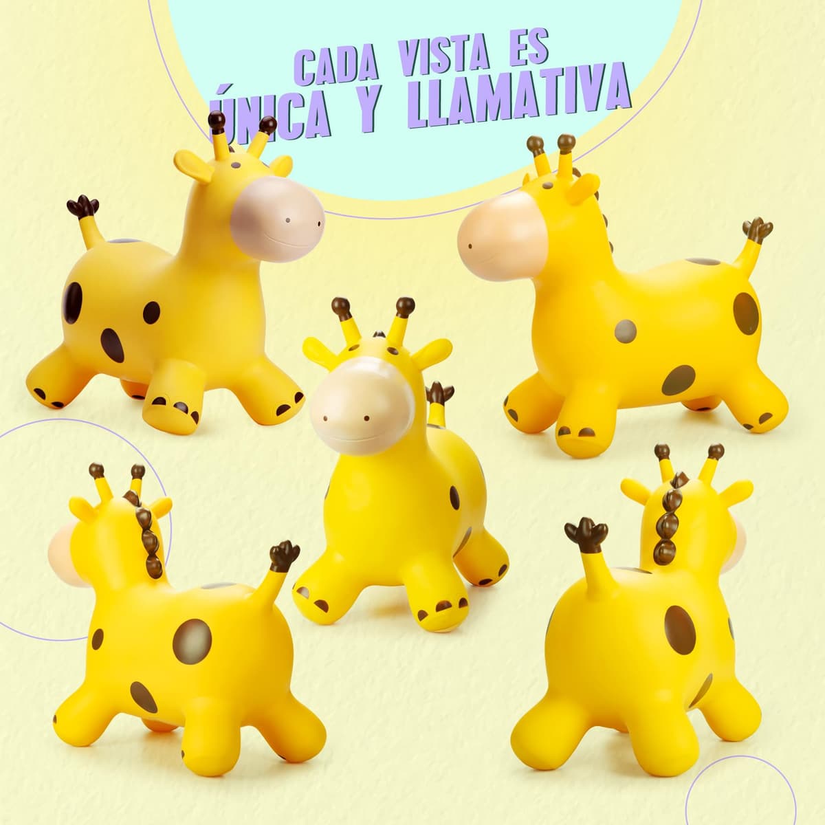 U&C Plant Animal Saltarín Caballo con Bomba Saltador niños Animal de Salto Saltar para niños de 1 a 6 años Bouncy Animal para Bebes & niño pequeño Sin BPA,Jirafa — view 2