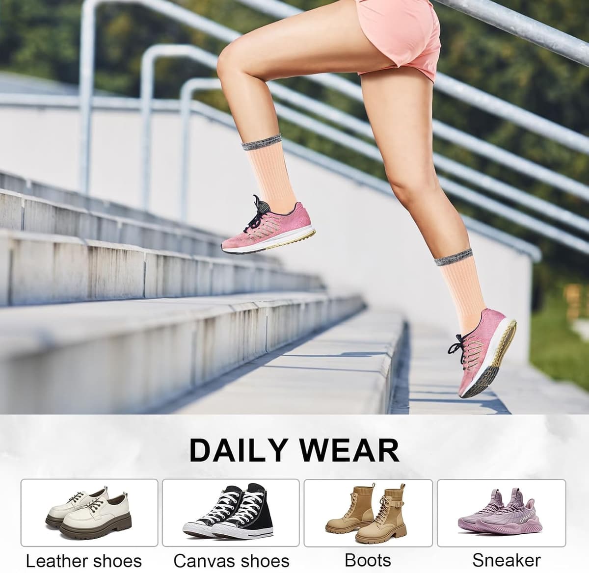 Women's 6 Pairs of Sports Running Hiking Cotton Breathable Trekking Cushion Socks for Outdoor Sports — view 6