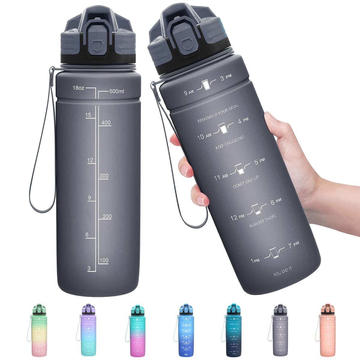 ZOUNICH Botella Agua Deporte, Botella Agua Niños sin BPA Reutilizable Plástico Tritan - 500 ml / 700 ml / 1 l, Cantimploras para Te con Filtro, para Infantil, Gimnasio, Bicicleta — view 47