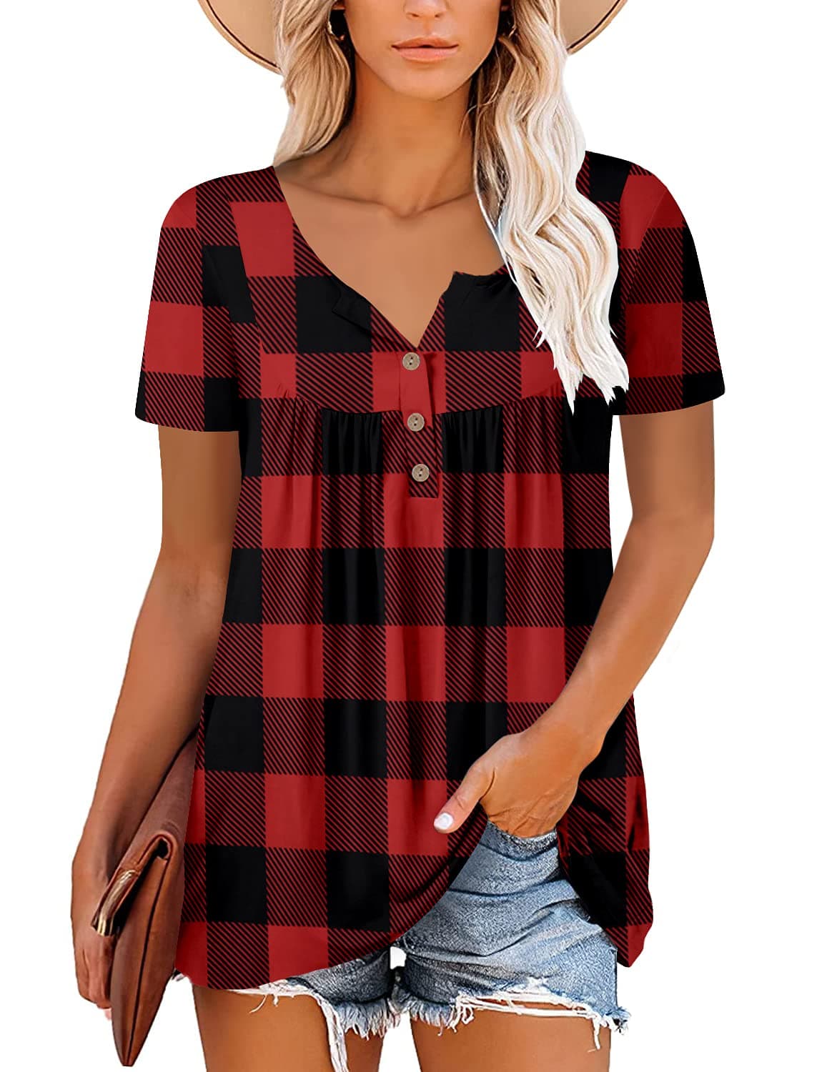 KISSMODA Ladies Pleated Tunic Tops for Women Buttons up Long Sleeve Shirts Floral Print — view 2