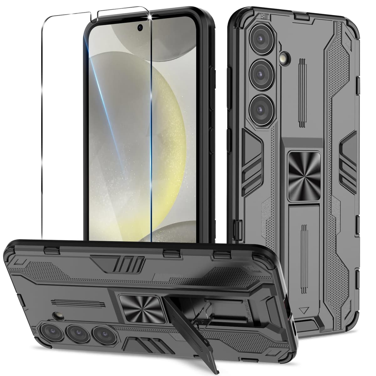 Funda para CMF Phone 2 Pro, Carcasa Antigolpes con Soporte anular metálico, Case Protectora de Grado Militar, Negro — view 892