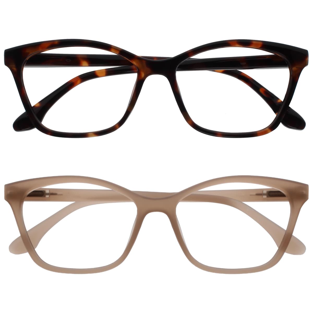 OPULIZE KAT Reading Glasses - Stylish Cat's Eye Frame - Men and Women - Spring Hinges, 2 Pack - Black / Tortoise Brown — view 21