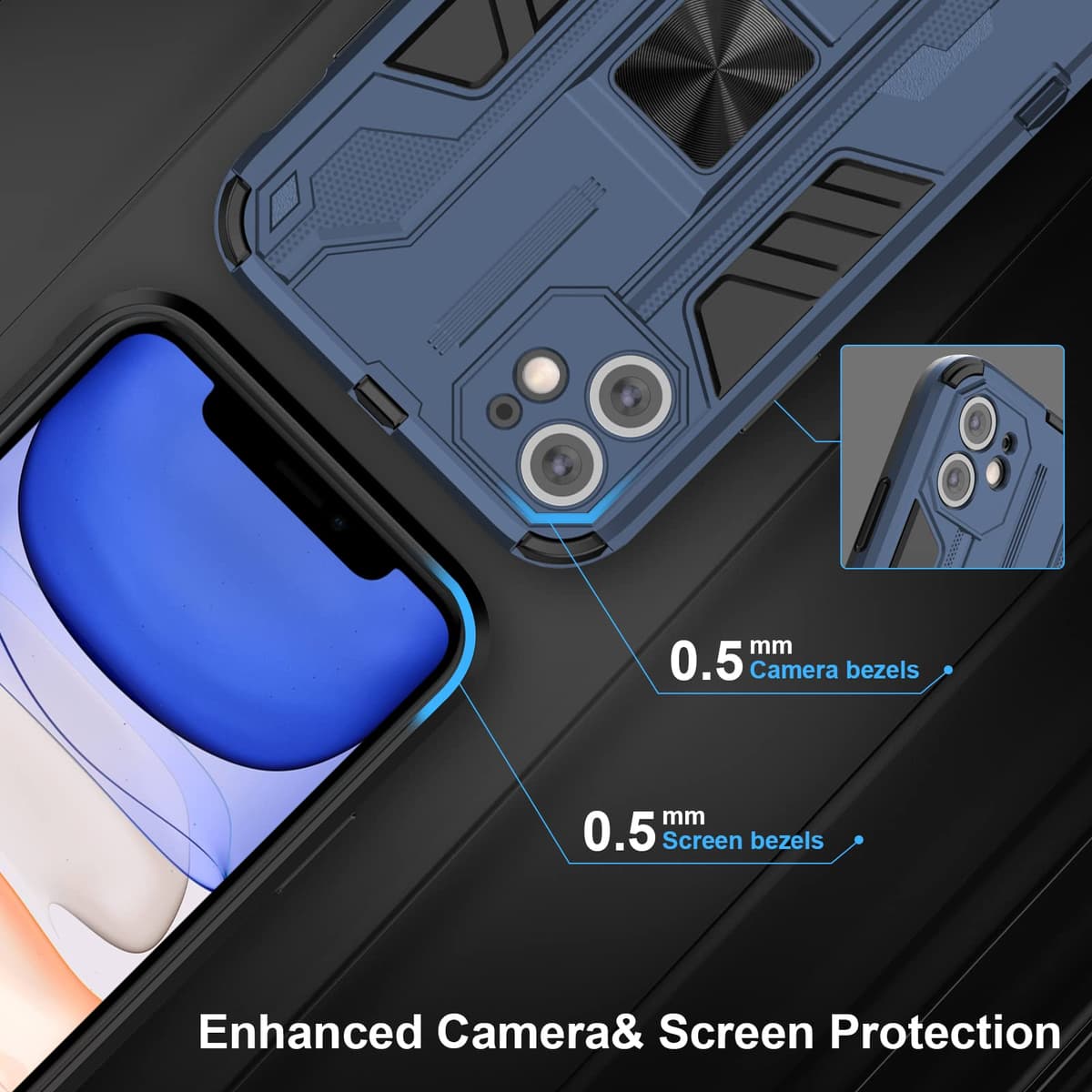 Funda para CMF Phone 2 Pro, Carcasa Antigolpes con Soporte anular metálico, Case Protectora de Grado Militar, Negro — view 237