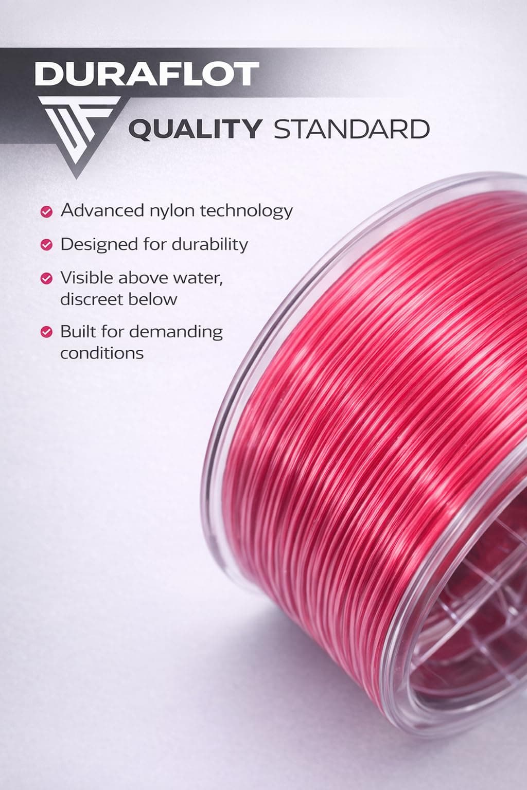 Zafiro Pink (Rosa flúor) — Hilo de Pesca monofilamento (Nylon) — 1000/2000 m — 0,18/0,20/0,25/0,30/0,35/0,40/0,45/0,50 mm — Baja Memoria y Alta abrasión — view 4