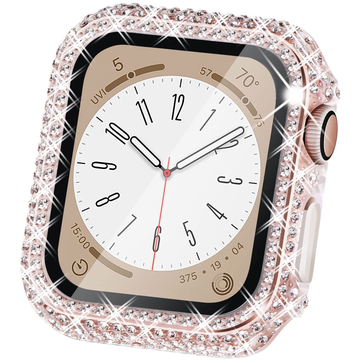 WINGLE Compatible with Apple Watch Screen Protector 38mm Series 3 2 1, Women Shiny Diamond Cover with Tempered Glass Screen Protector for apple watch Case 38mm, Clear — view 12