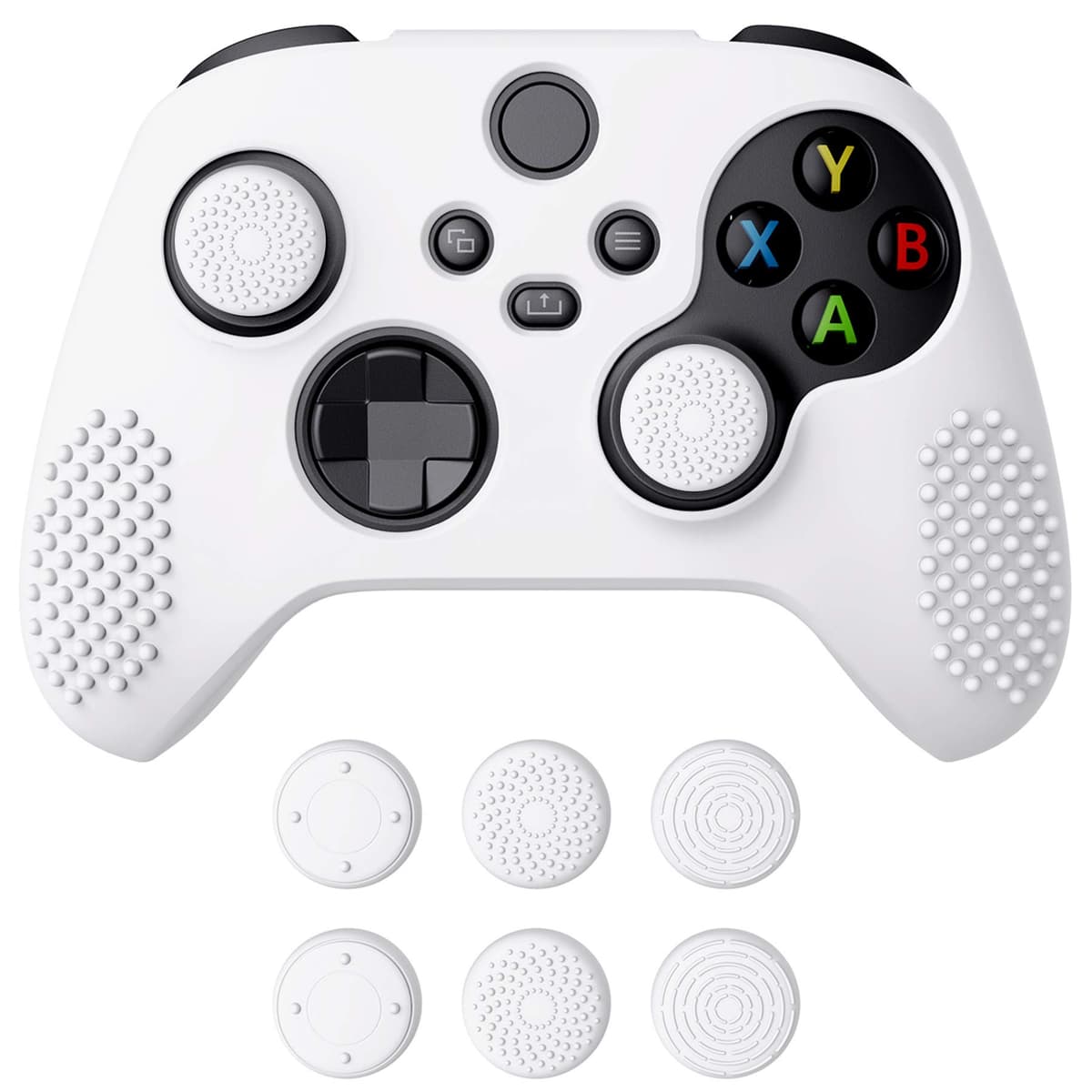 eXtremeRate PlayVital Funda de Silicona para Xbox Series X/S, Carcasa Antideslizante con 6 Thumb Grips, Protector Ergonómico, Accesorios para Xbox Series X/S - 3D Tachonado (Oscuro Gris Negro) — view 29