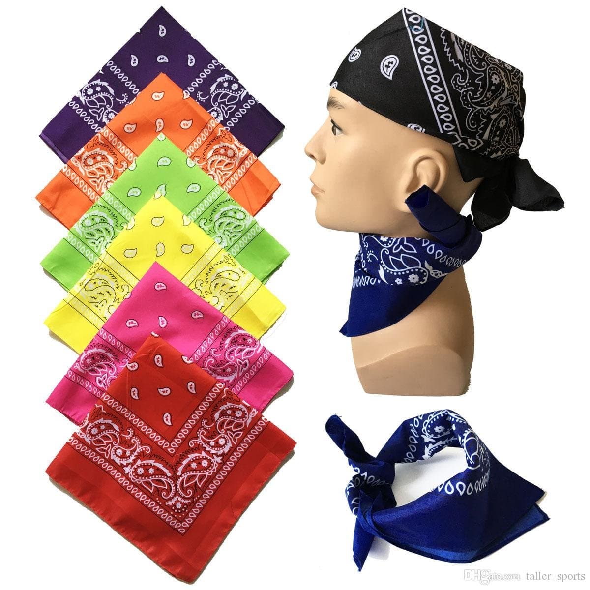 Boolavard 100% Cotton 1pcs, 6pcs or 12pcs Pack Bandanas with Original Paisley Pattern Colour of Choice Headwear/Hair — view 4