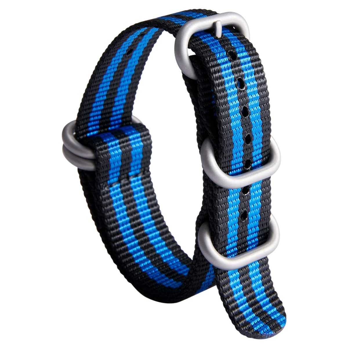 BINLUN Correa de Reloj de Nylon Military G10 Ballistic Nailon Bandas Multicolor para Hombres Mujeres 18mm 19mm 20mm 21mm 22mm 23mm 24mm con Hebilla de Acero Inoxidable Plateado/Negro — view 22