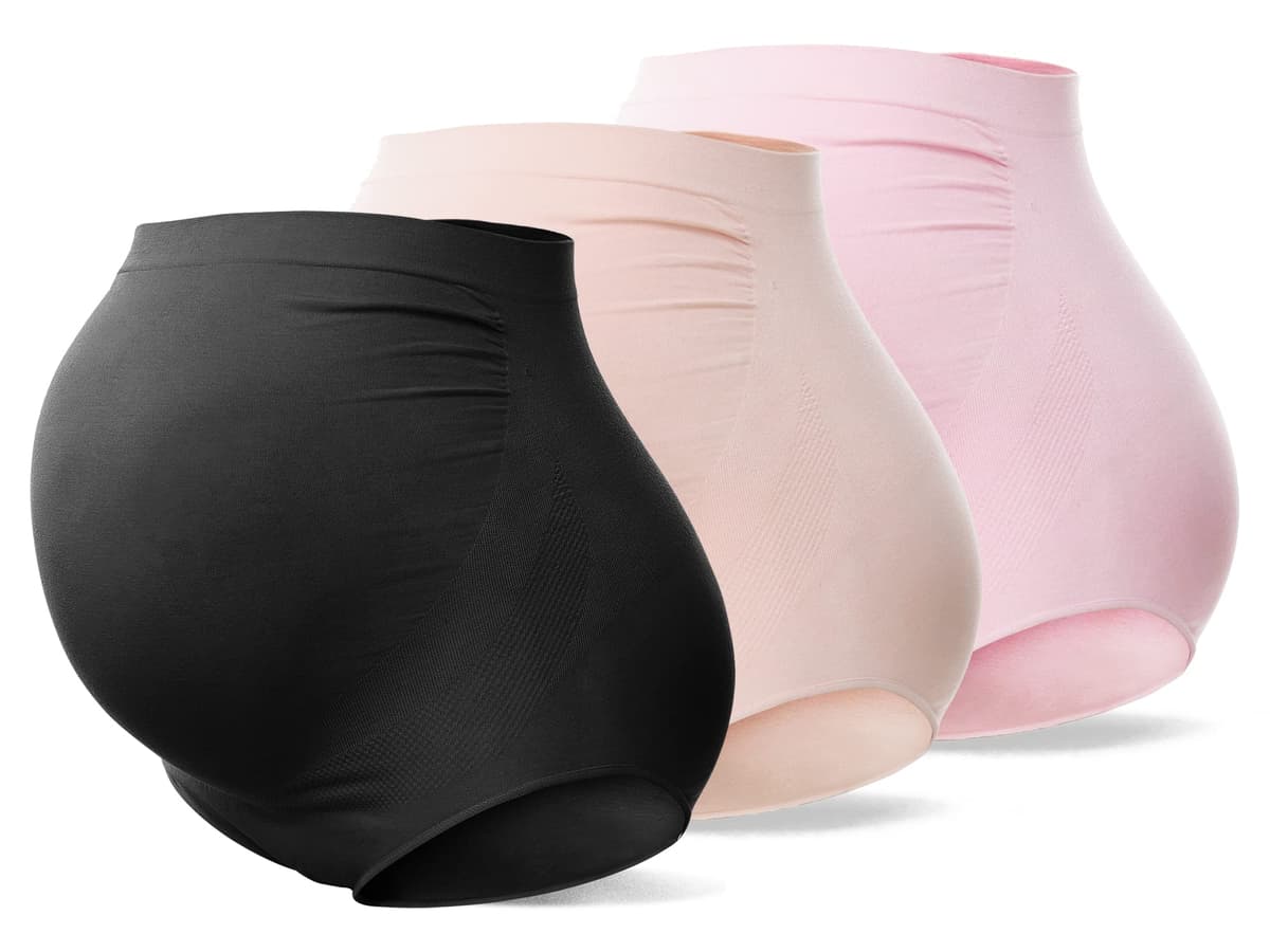 SUNNYBUY Women's Maternity High Waist Underwear Pregnancy Seamless Soft Hipster Panties Over Bump — view 14