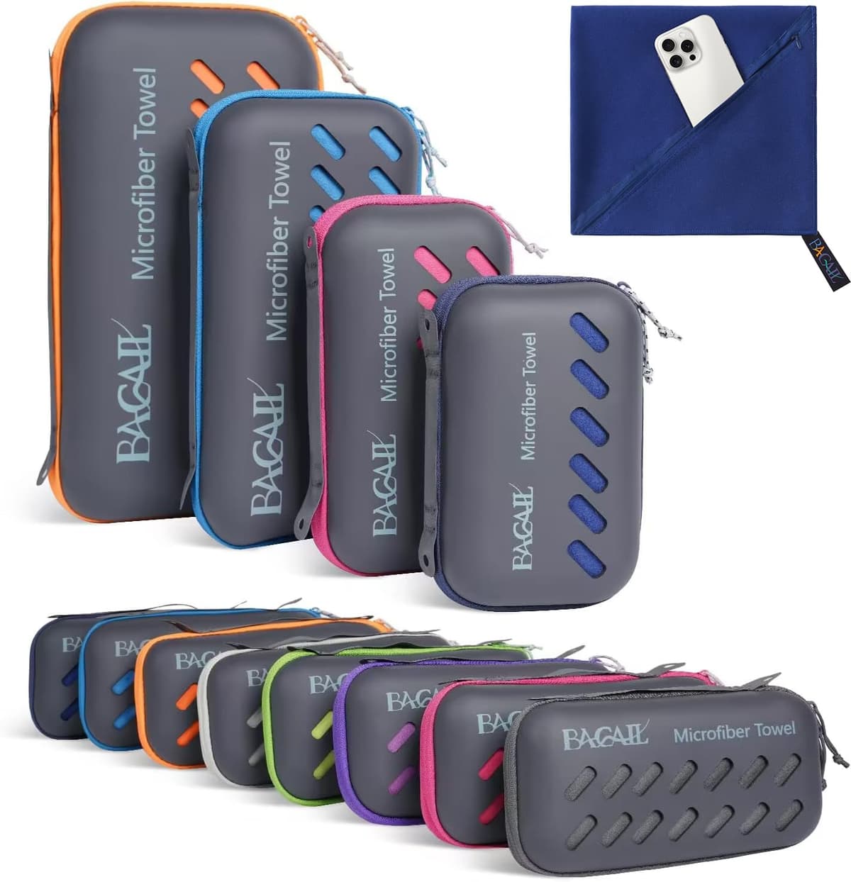 BAGAIL Toallas de Viaje de Microfibra, Toallas de Campamento, Toallas de baño y Toallas de Playa, Secado rápido - Súper absorción de Agua - Súper Compacto, Muy Adecuado para el Deporte y el Fitness — view 27