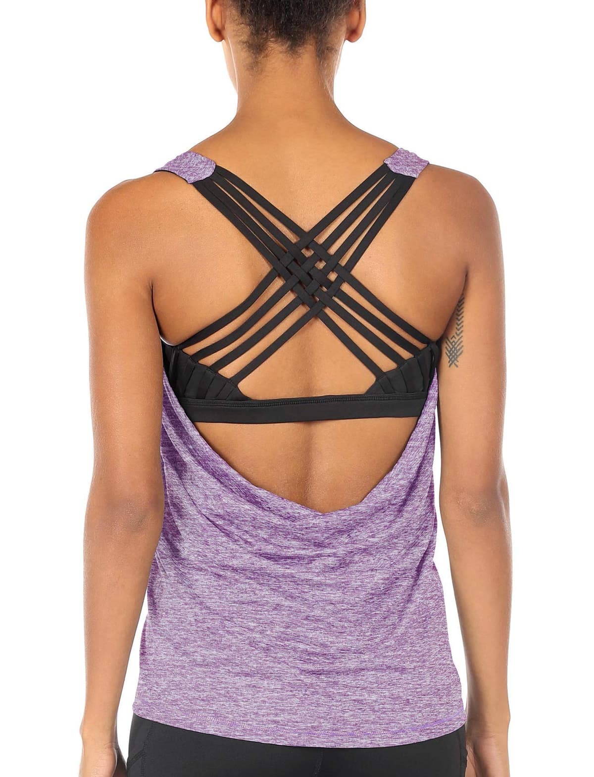 icyzone Camisetas de Yoga para Mujer con Brasier Integrado para Entrenamiento, Gimnasio, Chaleco Deportivo — view 10