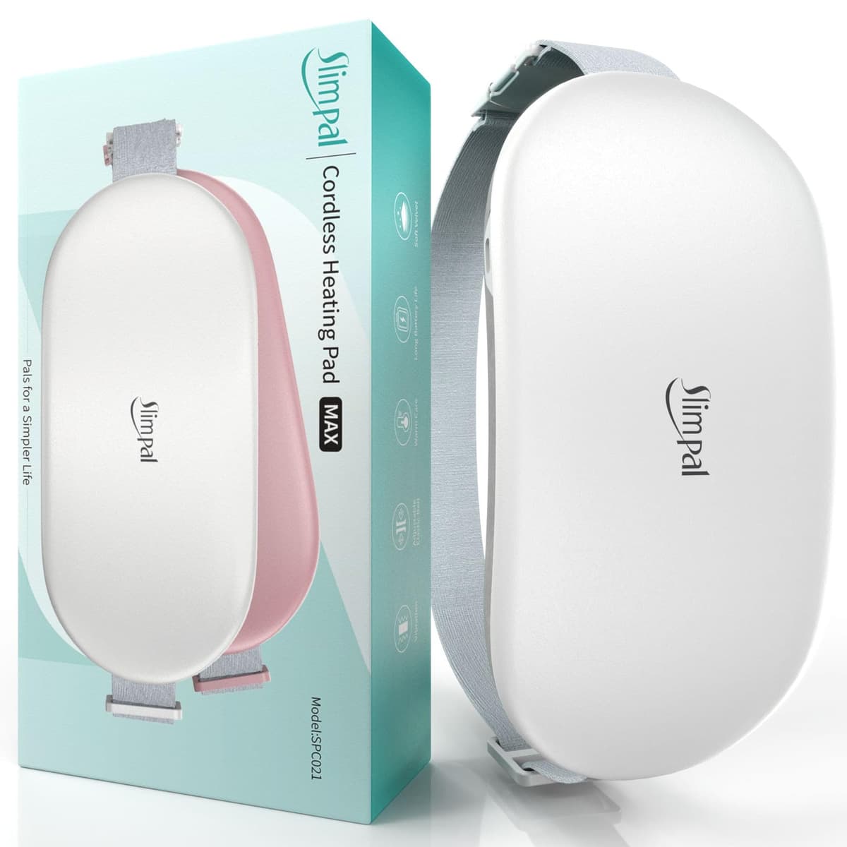Almohadilla térmica portátil Slimpal, cinturón calefactor inalámbrico recargable para mujer, color blanco — view 16