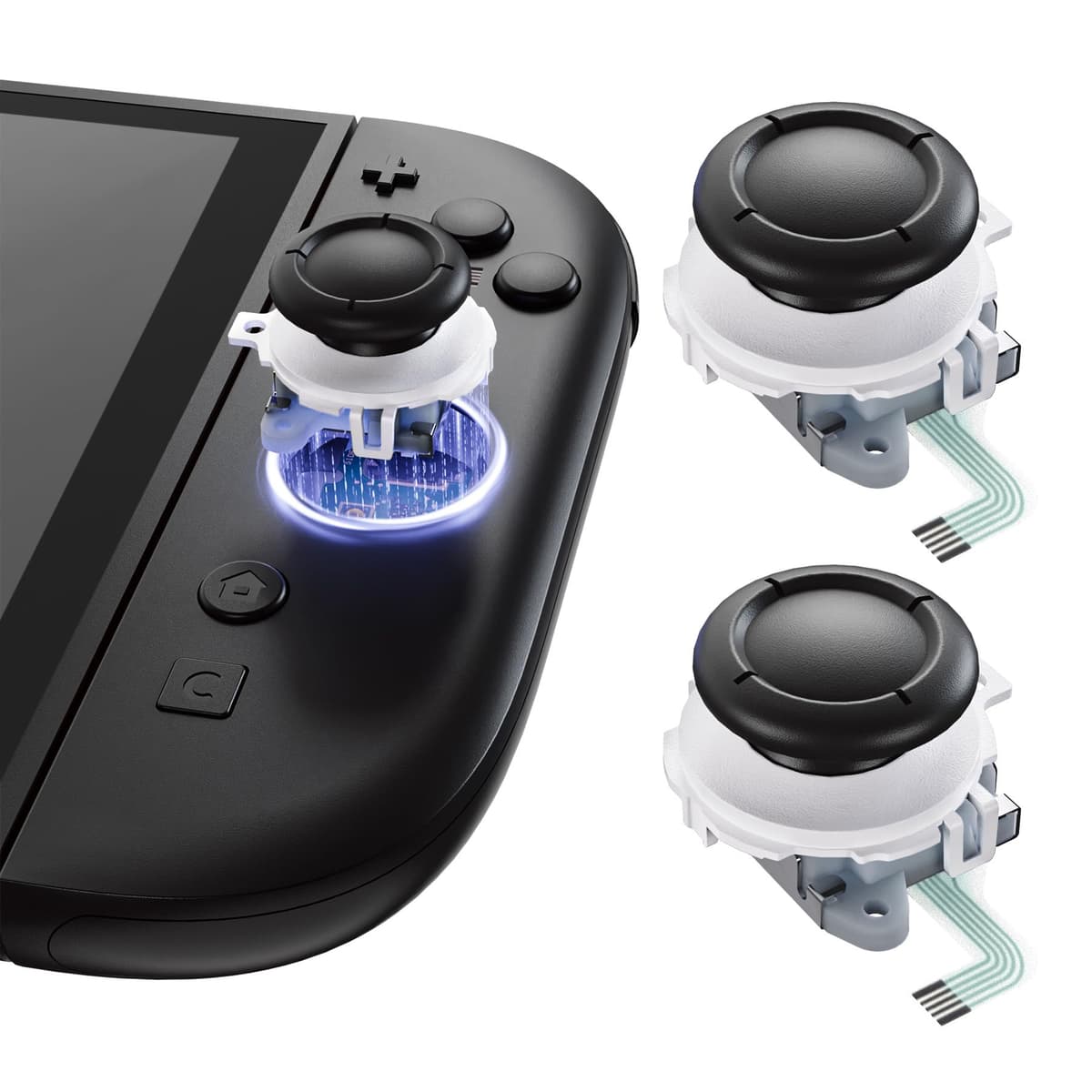 eXtremeRate Replacement 3D Joystick for Nintendo Switch 2 JoyCon, Controller Left Right Analog Stick Thumbsticks with Repair Tools for JoyCon 2, Multi-Colors - White