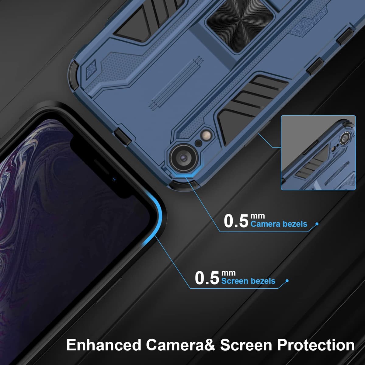 Funda para CMF Phone 2 Pro, Carcasa Antigolpes con Soporte anular metálico, Case Protectora de Grado Militar, Negro — view 1311