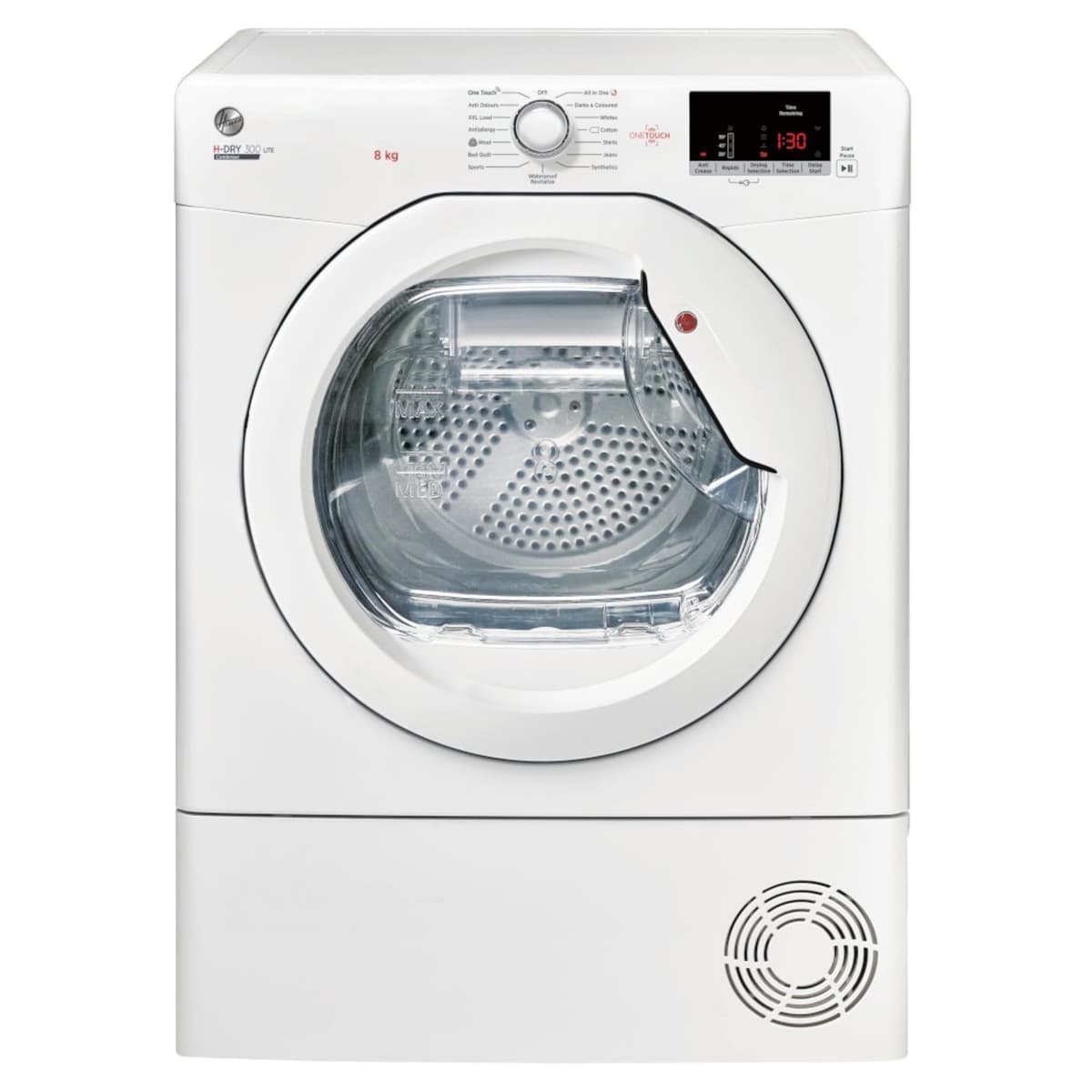 Hoover HLEC8DE H-Dry 300 8kg Freestanding Condenser Tumble Dryer, Aquavision, White