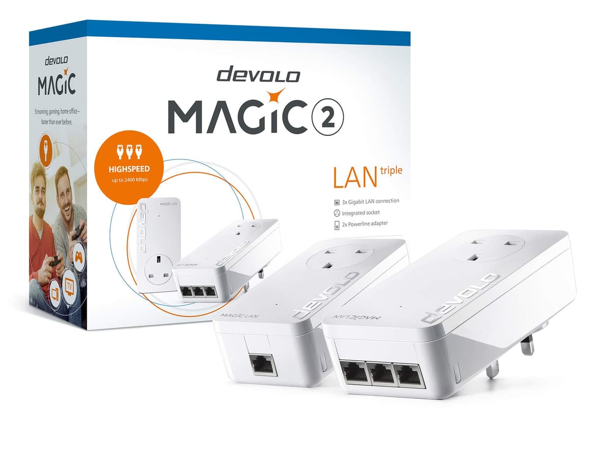 devolo Magic 2-2400 Lan Triple Starter Kit: (Up To 2400 Mbps For Your Powerline Home Network, 3x GB Lan Ports, Ideal For Online Gaming, 4k/8k Uhd Streaming, Stable Home Working) — view 3