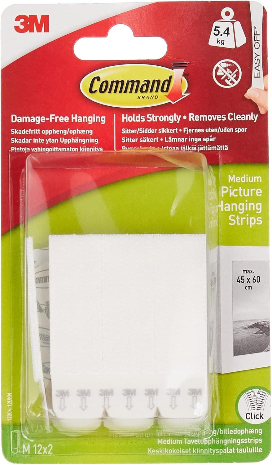 Command Medium Picture Hanging Strips, Damage Free Hanging Picture Hangers, No Tools Wall Adhesives for Wall Decor, 12 White Adhesive Pairs (24 Command Strips) — view 9