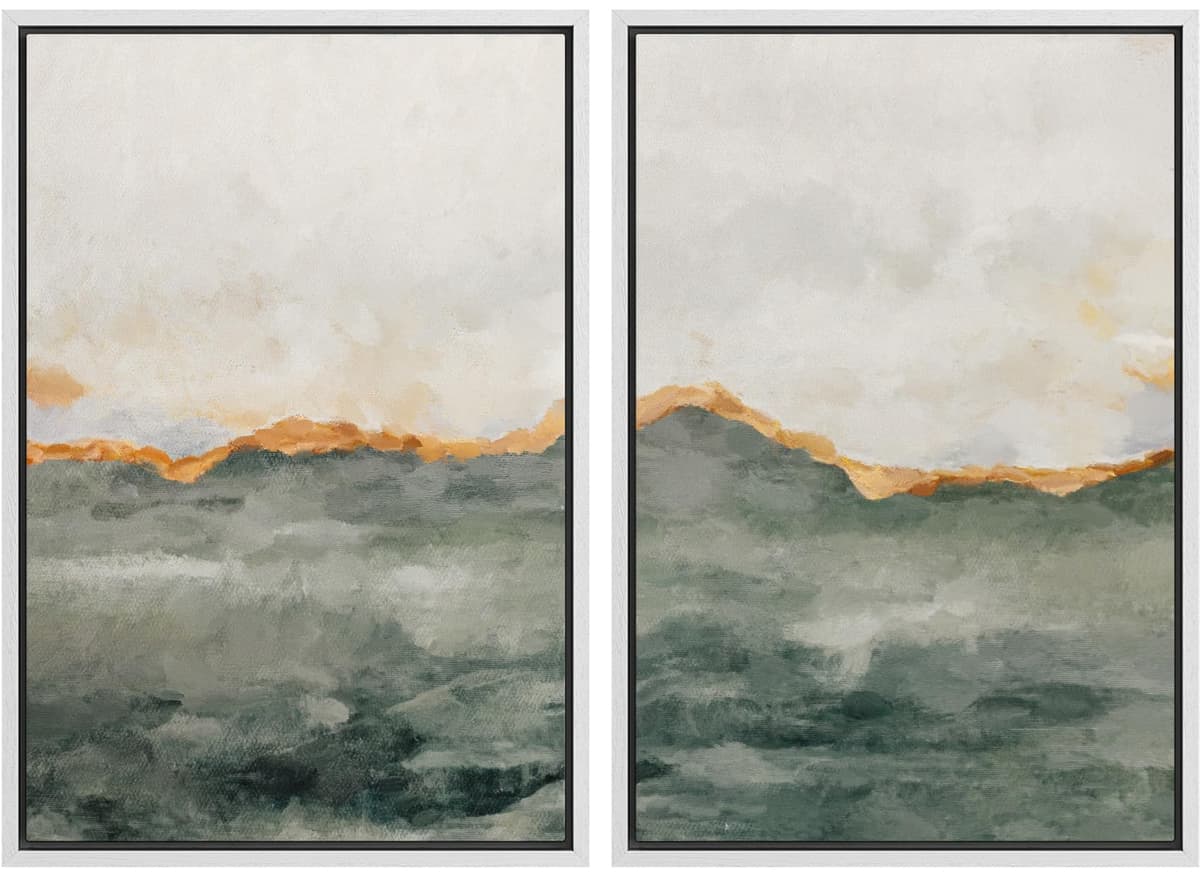 MUDECOR Framed Canvas Print Wall Art Set Watercolor Pastel Duotone Tan Landscape Abstract Shapes Illustrations Modern Art Decorative Contemporary for Living Room, Bedroom, Office - 24"x36"x2 Natural — view 134