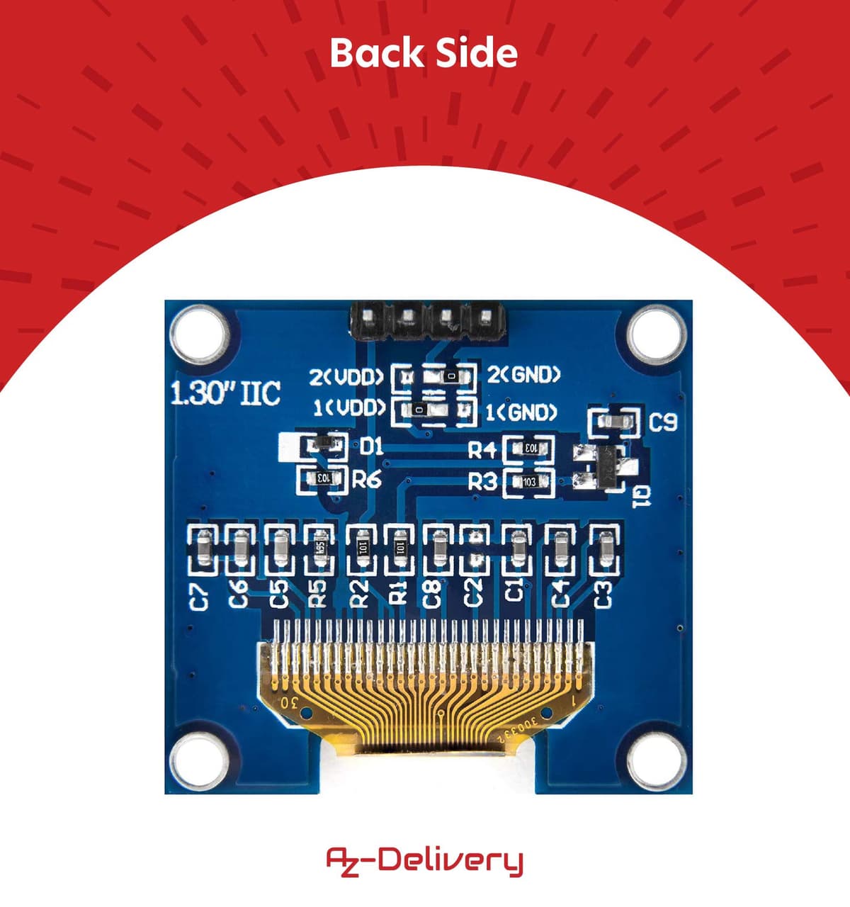 AZDelivery 1.3-inch I2C IIC OLED Display SH1106 128x64 Pixels 3.3V White Character Display Compatible with Arduino and Raspberry Pi Including E-Book! (Pack of 3) — view 2