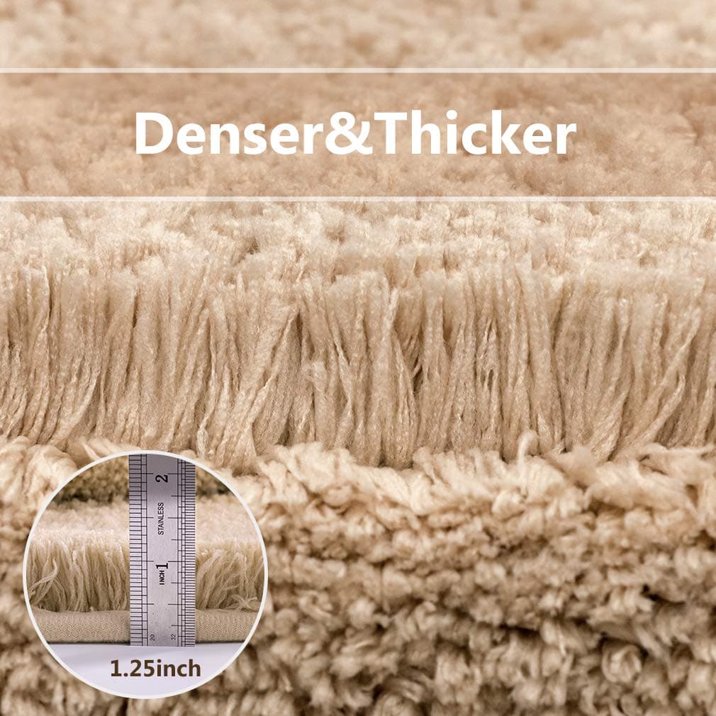 VANZAVANZU Non Slip Bath Mat Thickened Bath Rug for Bathroom Absorbent Ultra Soft Bathroom Mat Rug Fluffy Microfiber Bedside Carpet Floor Mat, Quick-drying, Machine Washable - 40 x 60cm (Beige) — view 3