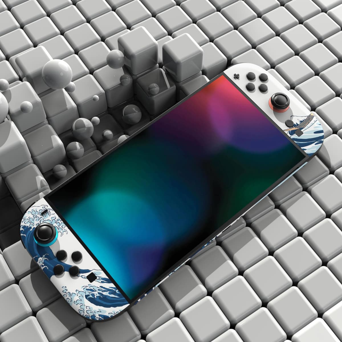 PlayVital Full Set Protective Skins for Nintendo Switch 2 Console & Joycon, Customized Vinyl Decal Wrap Sticker for Nintendo Switch 2 & Dock & Hand Grips - The Great Wave off Kanagawa — view 5