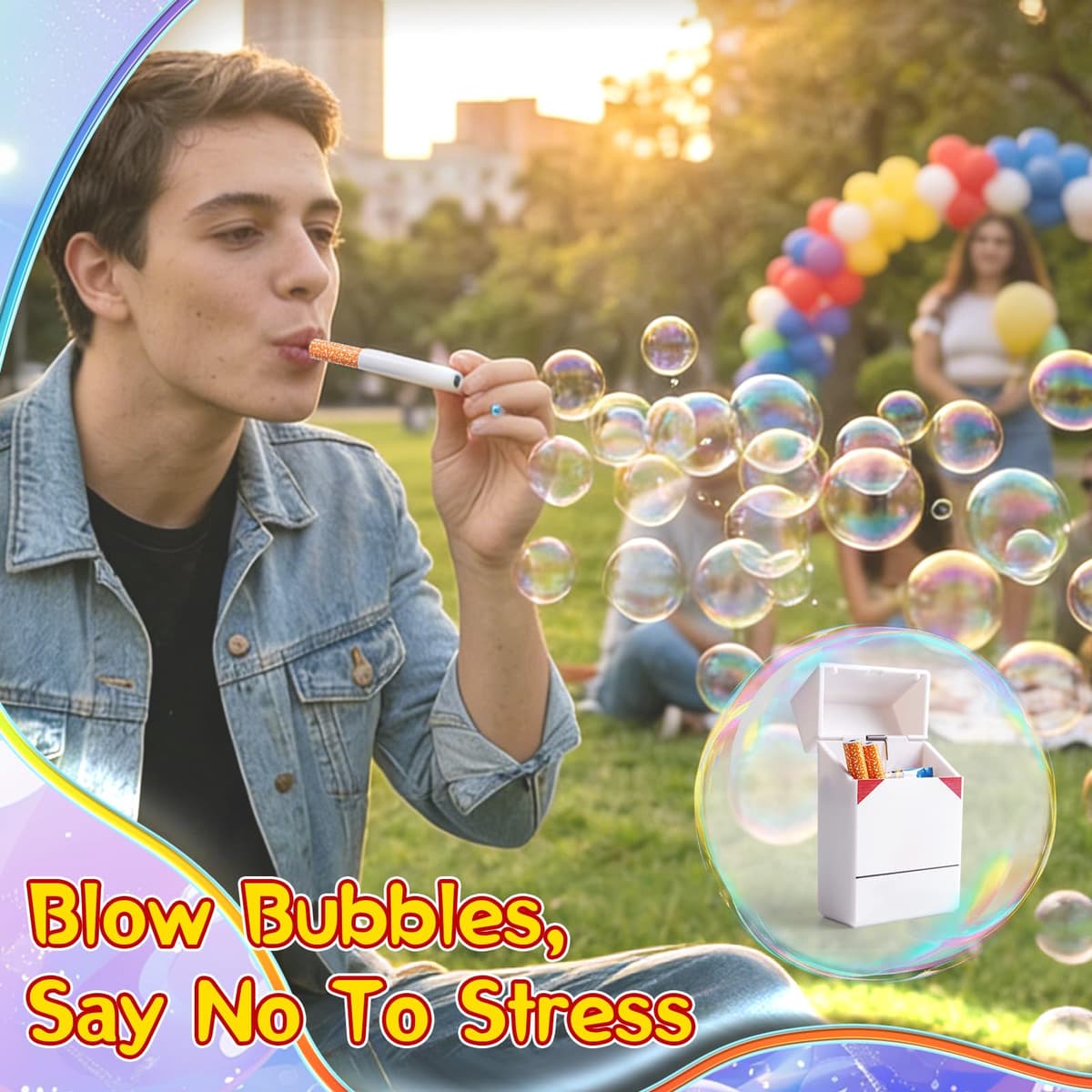 Cigarro Burbujas, Realista Cigarrillos de Burbujas para Mujeres y Hombres, Bubble Cigarette | Soplador de Burbujas con 1 Bolsa de Líquido para Burbujas para Regalos para Fiestas — view 4