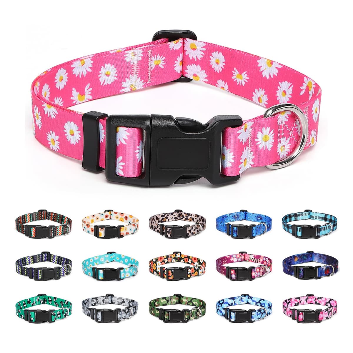 Adjustable Nylon Dog Collar with Patterns, Soft Comfy Pet Collar for Small Medium Large Dogs (S, Purple Plaid) — view 34