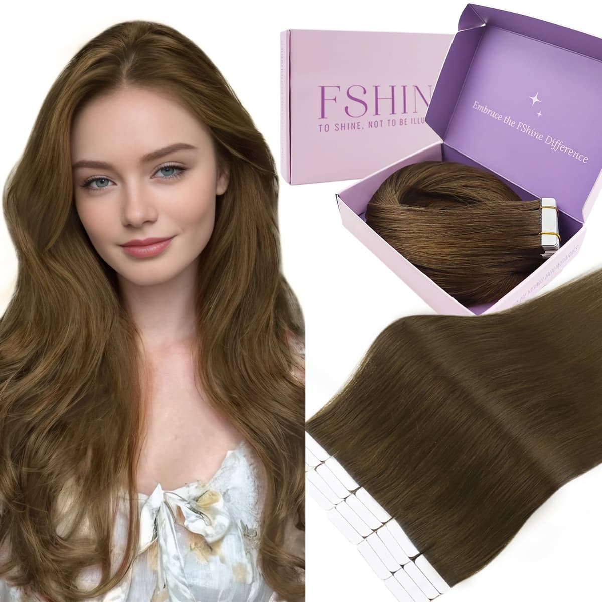 Fshine Extensiones Pelo Natural Adhesivas Rubio Blanco Extensiones Remy Adhesivas 45cm 50g Tape In Hair Extensions Cintas De Cabello Pelo Natural Color 1000 — view 41