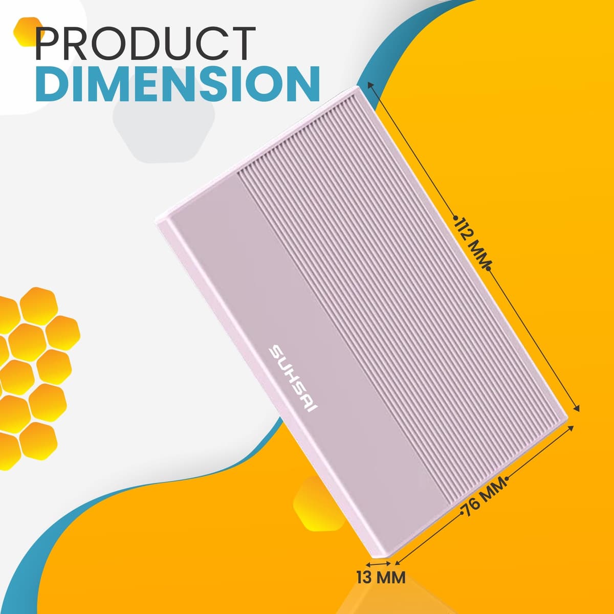 SUHSAI Disco Duro Externo de 500 GB Copia de Seguridad de Datos HDD - Expansión de Memoria de 2,5" Disco Duro portátil USB 3.0 Compatible con Mac, Escritorio, PC, PS4, PS5, (Rosa) — view 4