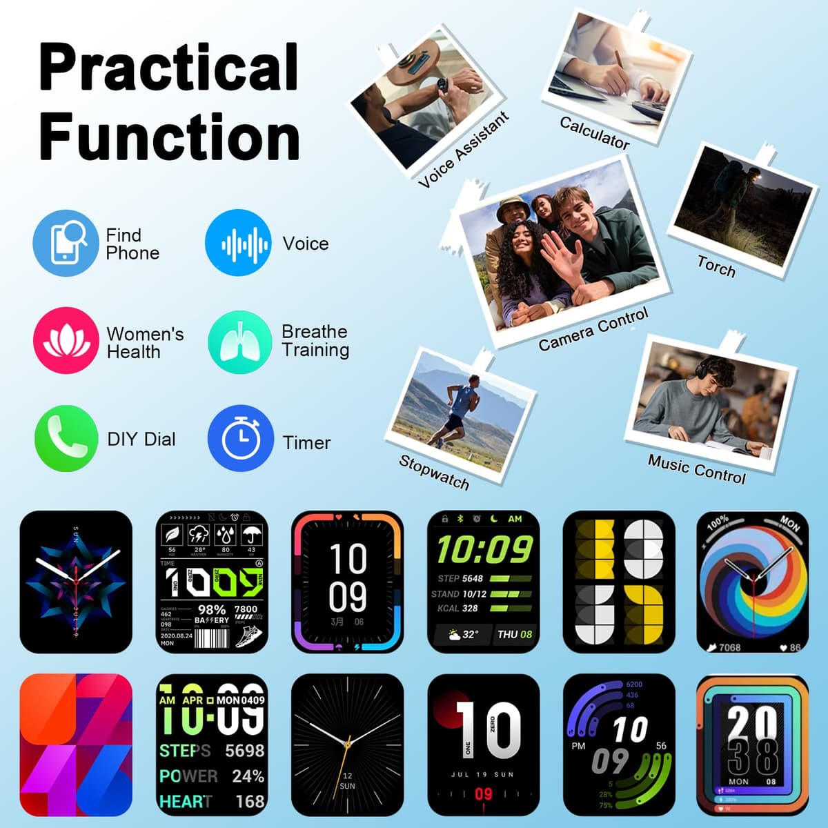 Smart Watch, 2026 HD 1.91" Bluetooth 5.4 Calling Smartwatch for Men Women, SPO2/Heart Rate/Sleep Monitor, 115+ Sport Modes Fitness Activity Trackers, IP68 Waterproof Step Counter for Android iOS — view 5