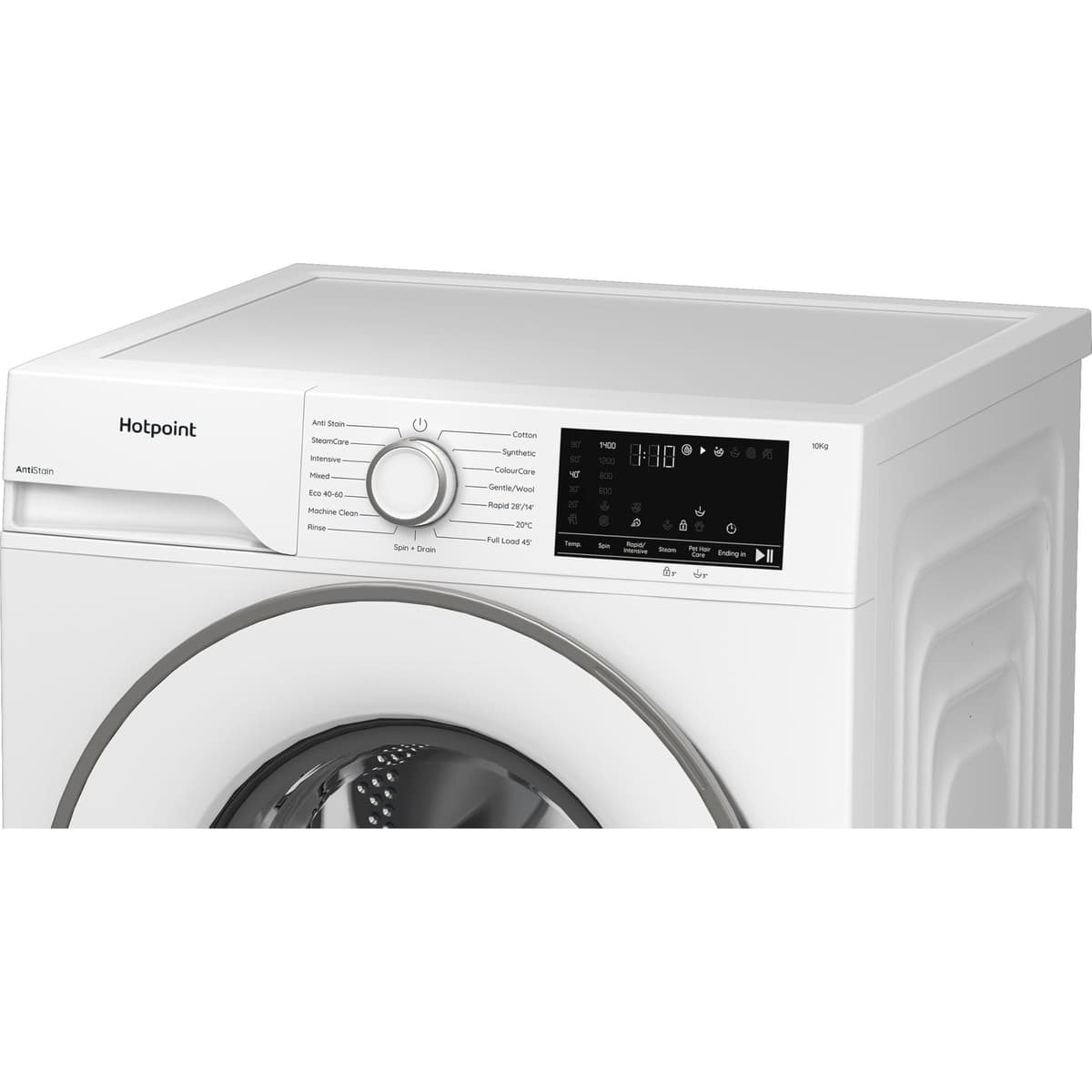 Hotpoint Washing Machine, 10 kg, 1400 RPM, Front Loading, Anti-Stain, SteamCare, Anti-Allergy, A Rated, 84.5x60x58 cm (White) — view 4