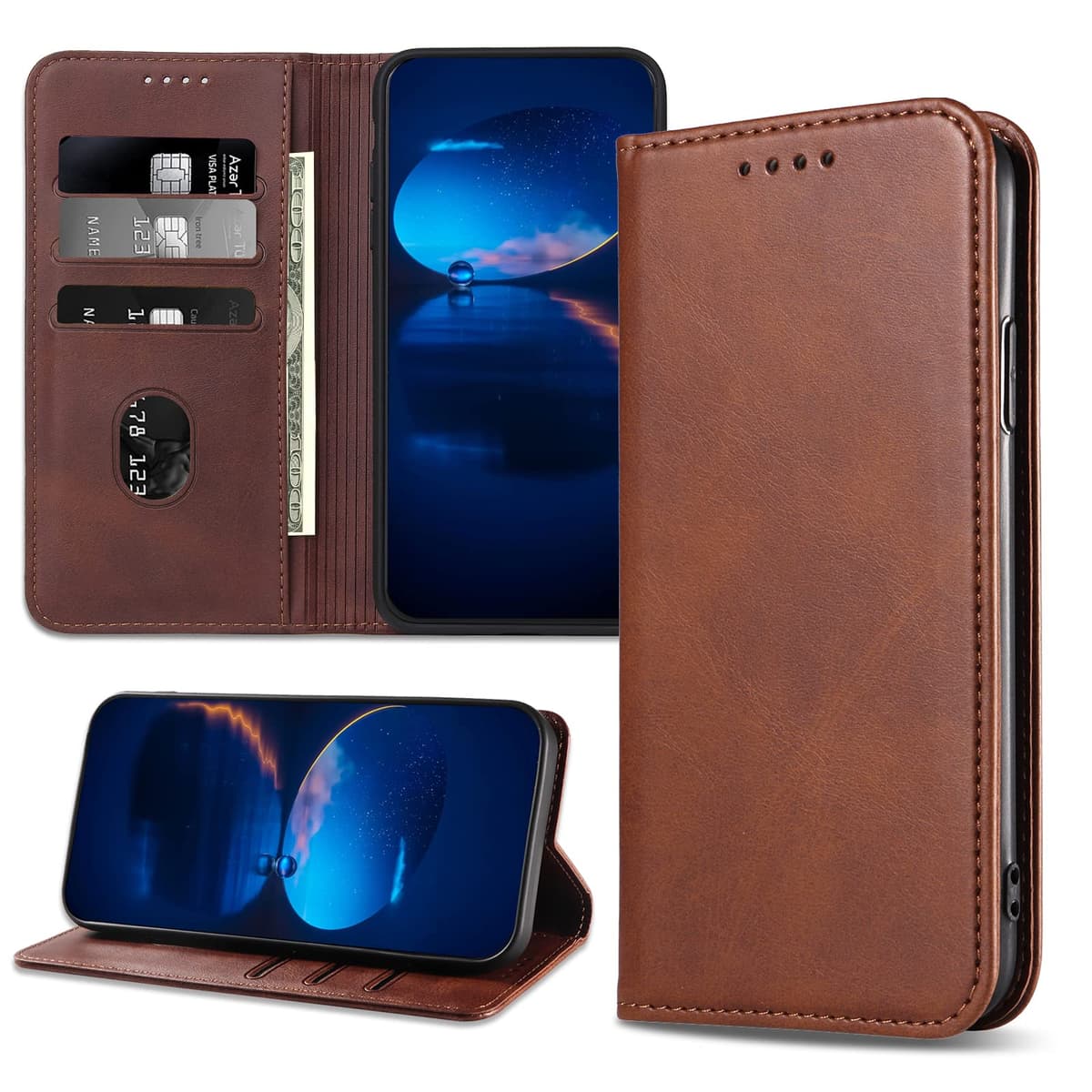 Case for Galaxy A23 4G / Galaxy A23 5G / Galaxy M23 5G, Classic PU Leather Magnetic Wallet Case, Flip Folio Protective Phone Cover Compatible with Samsung Galaxy A23 / F23 5G, Brown