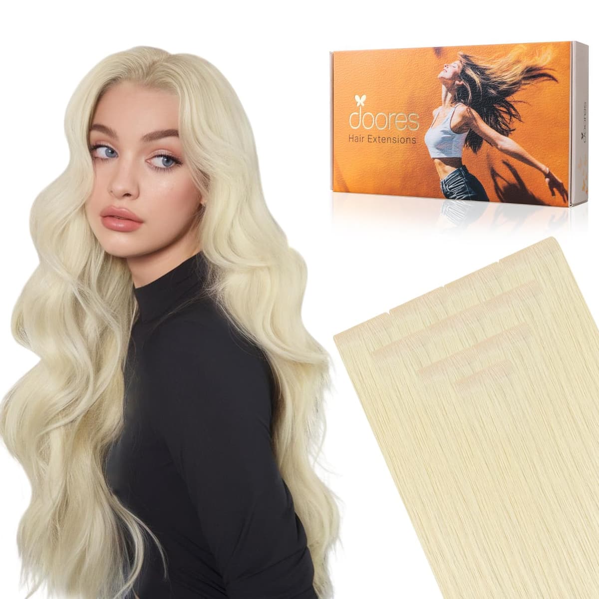 DOORES Tape in Hair Extensions Human Hair, Balayage Dark Brown to Chestnut Brown 50g 20pcs 18 Inch, Human Hair Extensions Natural Remy Straight Skin Weft — view 25