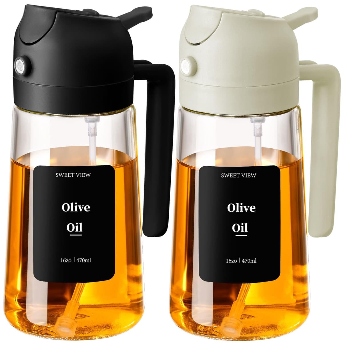 SWEET VIEW 470ml 2 en 1 Dispensador de Aceite y Pulverizador de Aceite, Vertedor Dispensador de Aceite de Oliva para, Cocina, Cocinar,Freidora de Aire,Ensalada, Barbacoa (Verde) — view 9