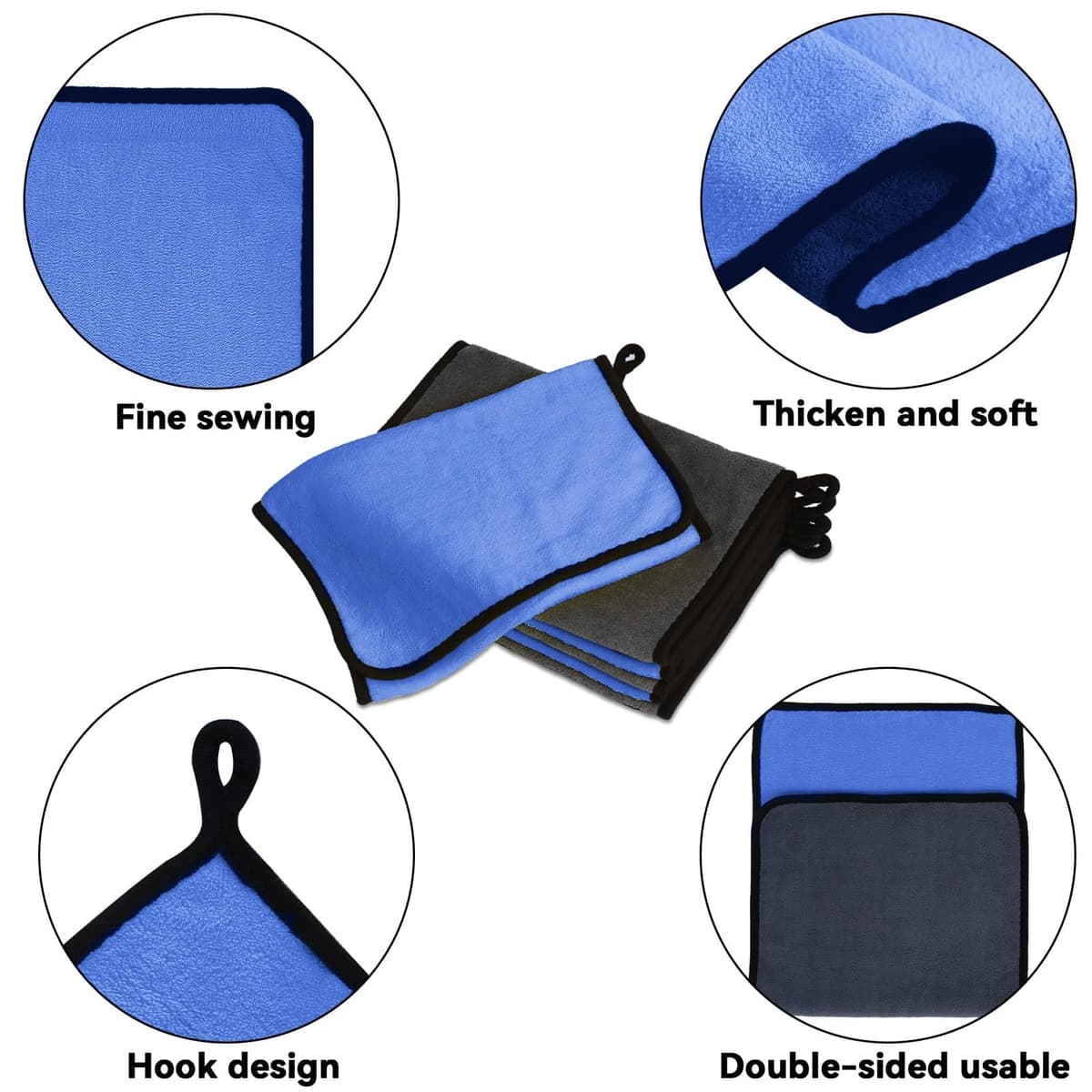 Set of 10 Microfibre Cloths, Car Drying Cloths, Absorbent and Lint-Free Microfibre Cloths, Versatile Cleaning Cloths, for Car Polishing, Kitchen (30 x 40 cm, Blue) — view 7