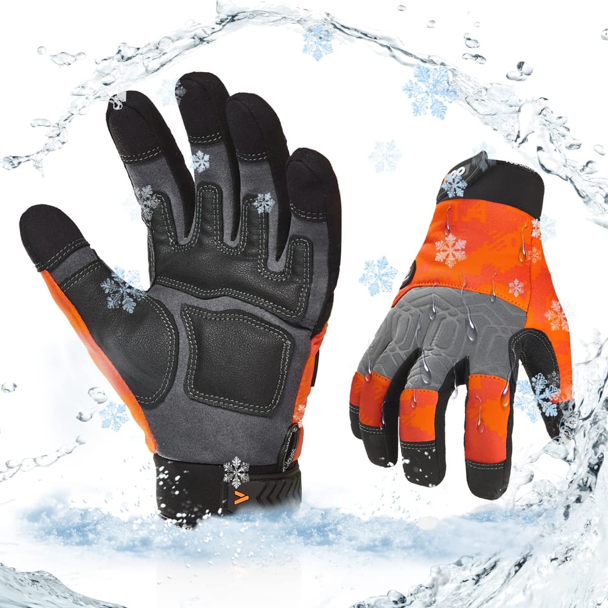 Vgo... 1-Pair -4℉ or above Thinsulate C100 Lined High Dexterity Touchscreen Synthetic Leather Winter Warm Work Gloves, Waterproof Insert (XL,Black,SL8777FW) — view 23
