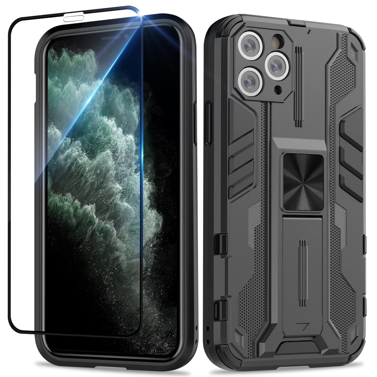 Funda para CMF Phone 2 Pro, Carcasa Antigolpes con Soporte anular metálico, Case Protectora de Grado Militar, Negro — view 366