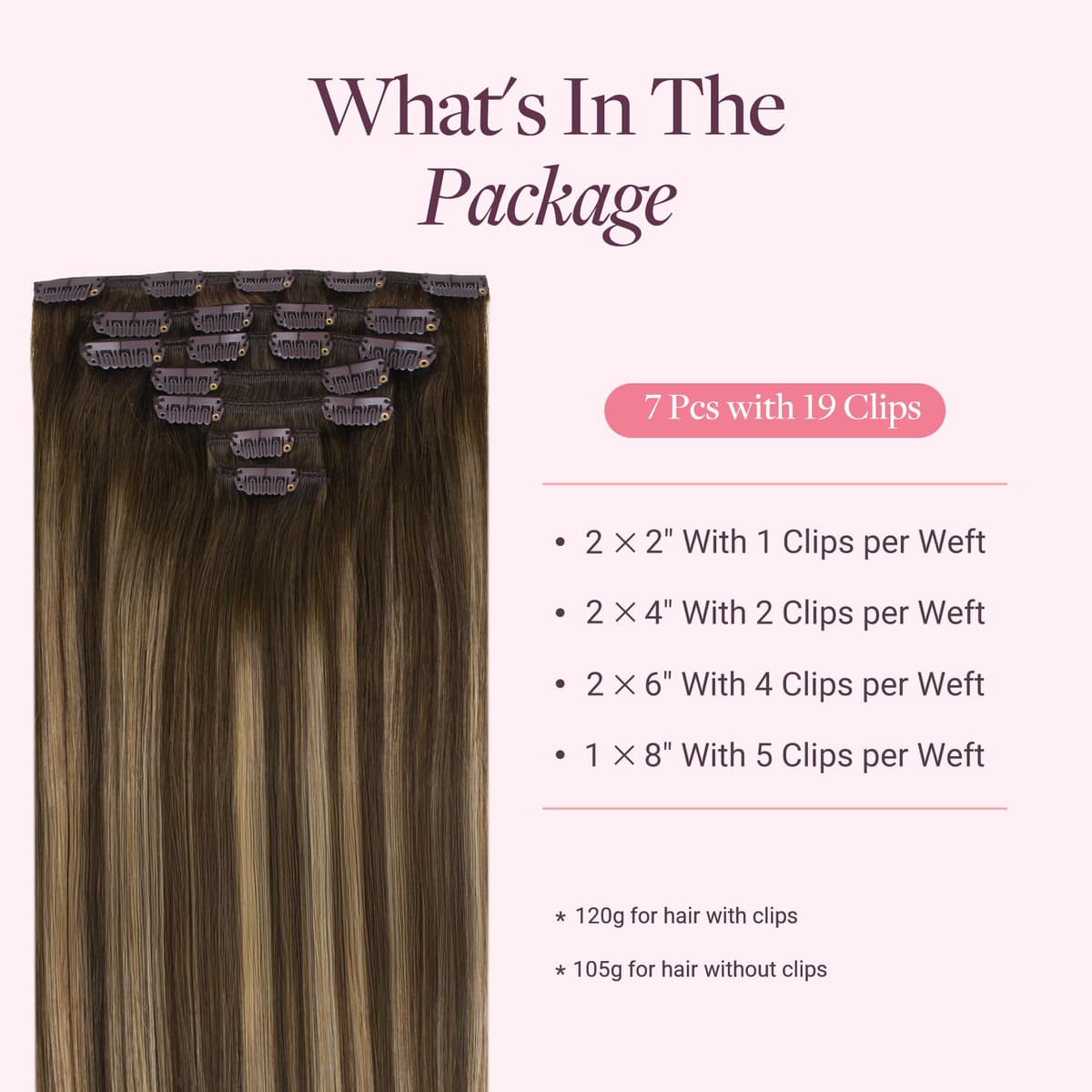 GOO GOO Clip in Hair Extensions Human Hair, 18inch 150g 9Pcs, #2 Dark Brown, Hair extensions for women, Human Hair Extensions Clip in — view 22