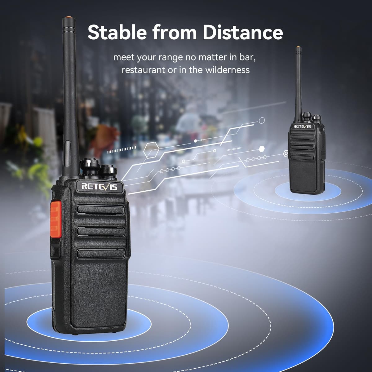 Retevis RT24 Walkie Talkies for Adults, Professional Two Way Radio, PMR446 Long Range License Free, 2 Way Radios Walkie Talkie with Earpieces for Commercial, School (Black,10 Pack) — view 3