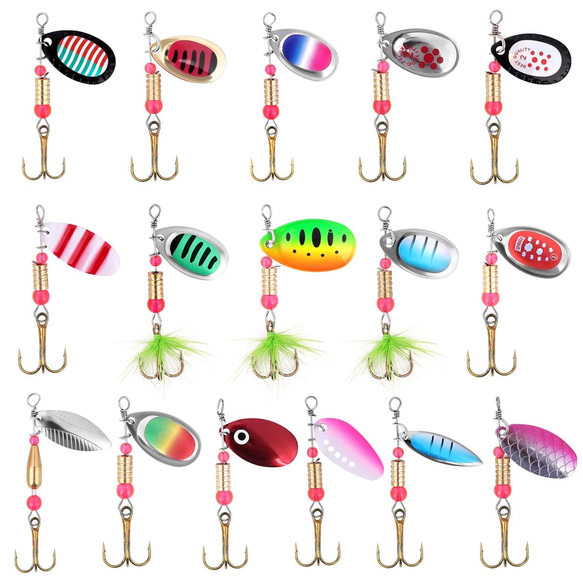 Vicloon Señuelos de Pesca Kits con Ganchos Cebos Cebo de Pesca Señuelos De Cucharilla de Pesca Spinner Cebo para la Trucha,Lucio Perca Trucha Pike Salmon Bass — view 8