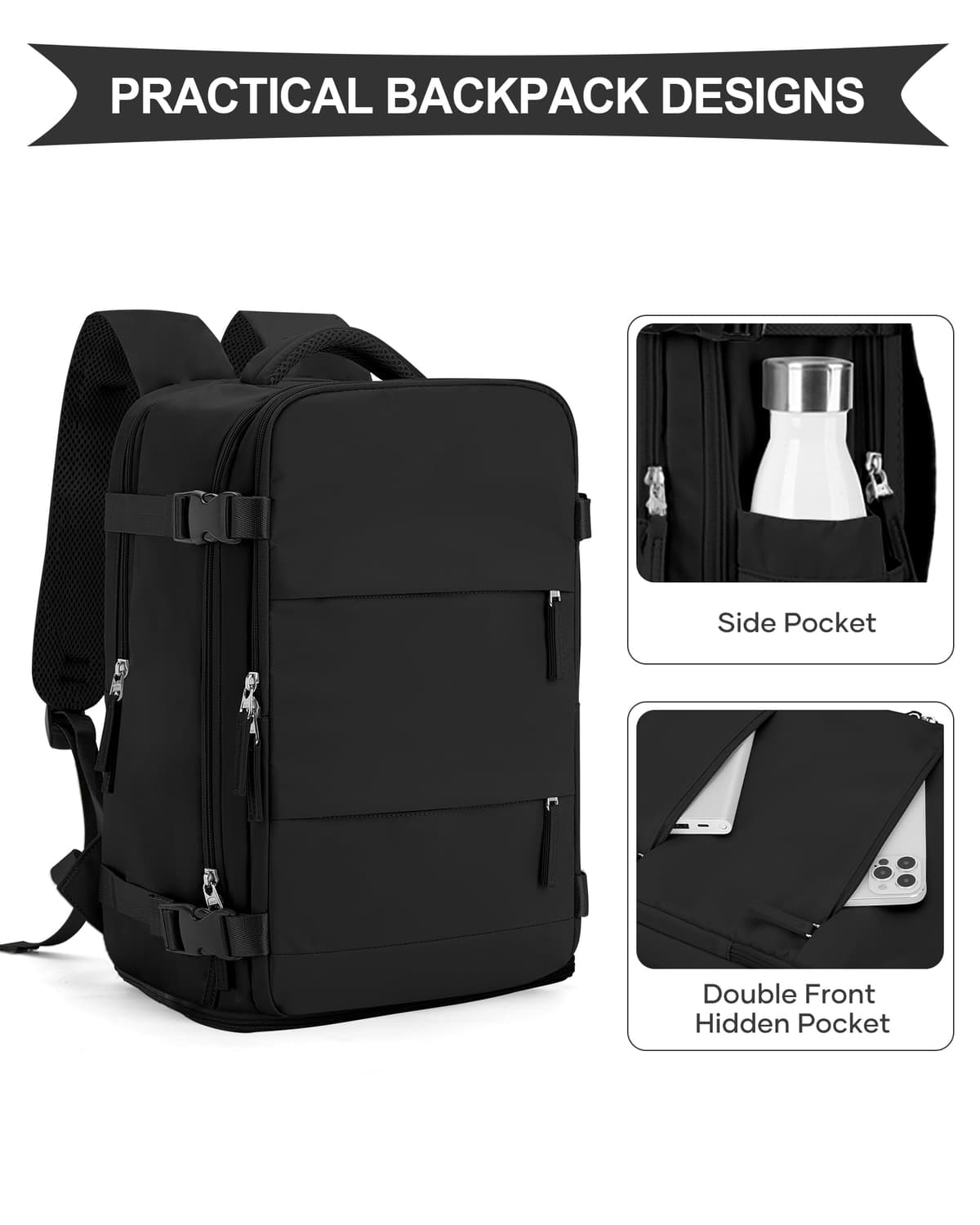 SZLX Mochila al Vacio con Bomba Equipaje de Mano 40x30x20 Ryanair Vueling Wizzair Easyjet Mochila Viaje Cabina Avion 40x20x25 Ryanair Mujer Mochila de transporte Impermeable para Computadora Portátil — view 5