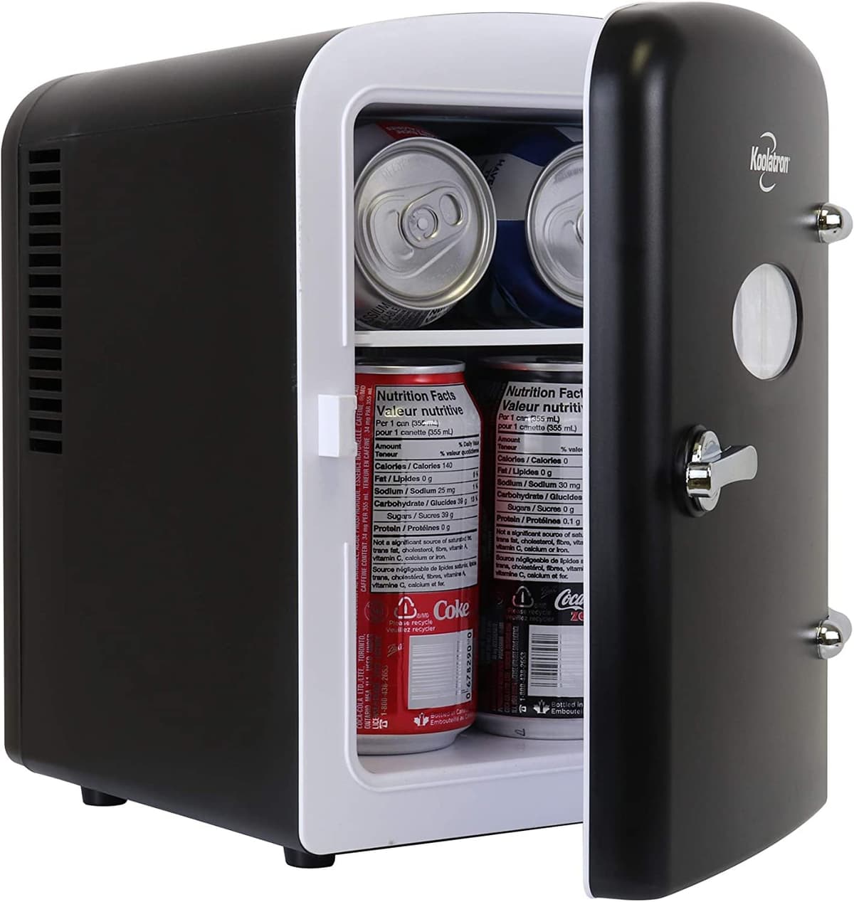 Koolatron Retro Mini Fridge For Bedrooms 12V Portable Cooler Refrigerator 4L Small 6 Can Table Top Quiet Mini Fridges For Skincare Food Drinks Kids Home Car & Travel Aqua