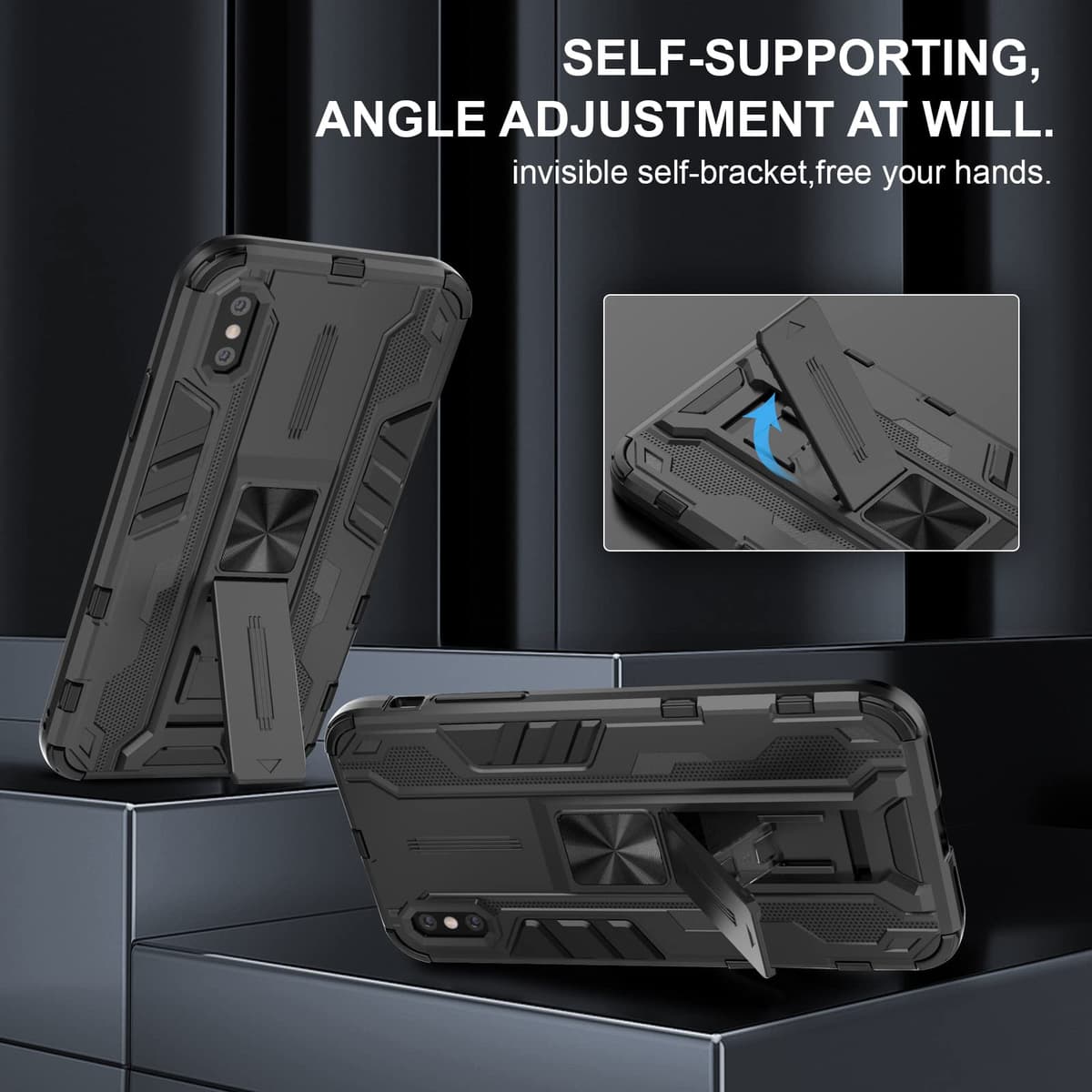 Funda para CMF Phone 2 Pro, Carcasa Antigolpes con Soporte anular metálico, Case Protectora de Grado Militar, Negro — view 16