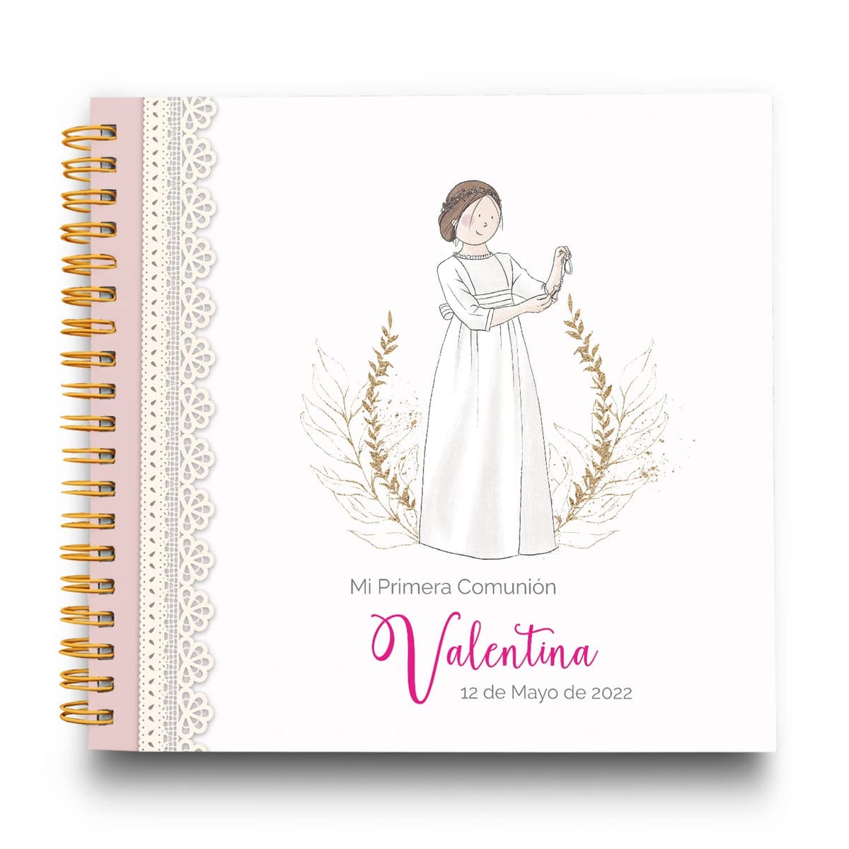 Libro de Firmas Comunión Niña Personalizado - Tamaño 25 x 21 cm. Personalización del Álbum en Portada Foto y Nombre. 60 páginas impresas a color. ONEPERSONAL — view 9