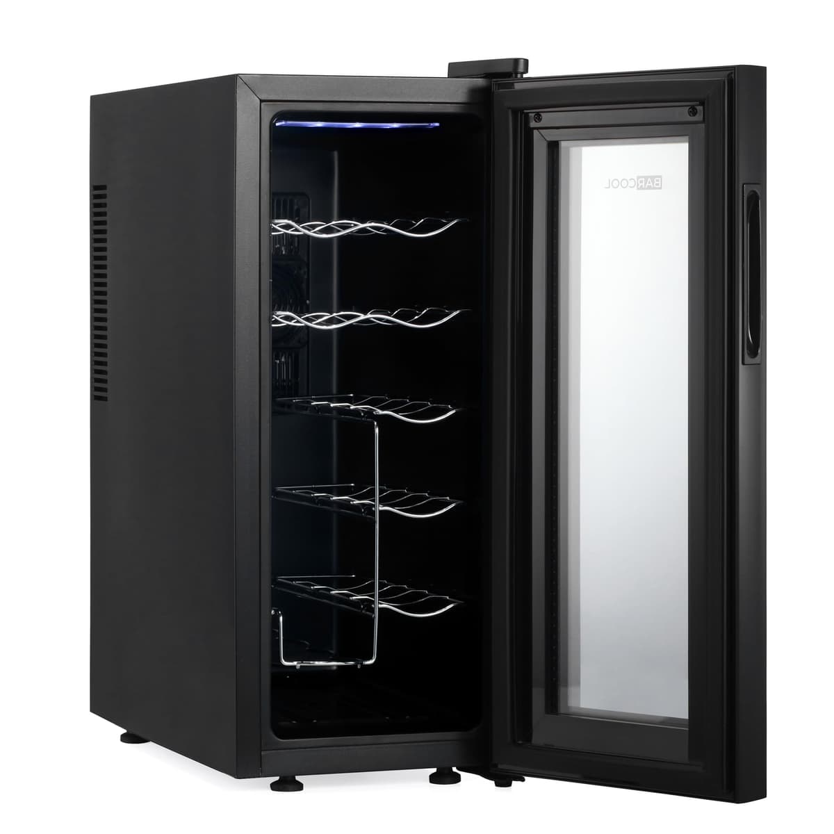 Barcool VINO12 – Table-Top Slim Wine Cooler Fridge Black | 5-18°C | 12 Bottle Wine Fridge | LED + Digital Display | UV-Tempered Glass Door Drinks Cellar | Single-Zone — view 3