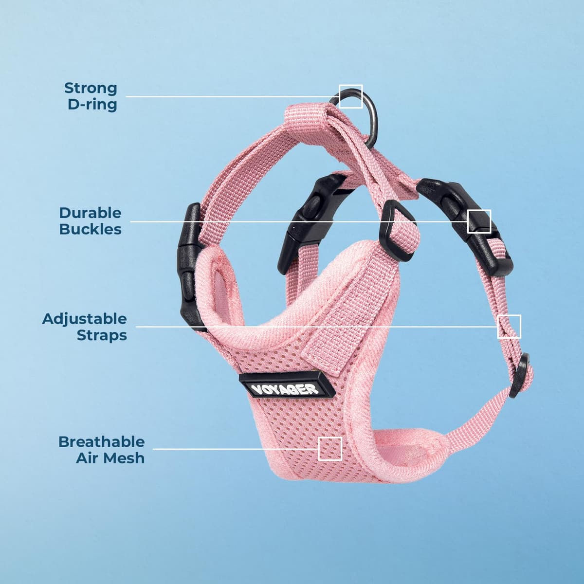 Best Pet Supplies Voyager Step-in Lock Pet Harness – All Weather Mesh, Adjustable Step in Harness for Cats and Dogs Pink (Matching Trim), XS (Chest: 11-16" Fit Cats) — view 4