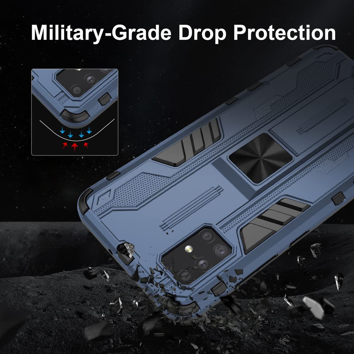 Funda para CMF Phone 2 Pro, Carcasa Antigolpes con Soporte anular metálico, Case Protectora de Grado Militar, Negro — view 1665