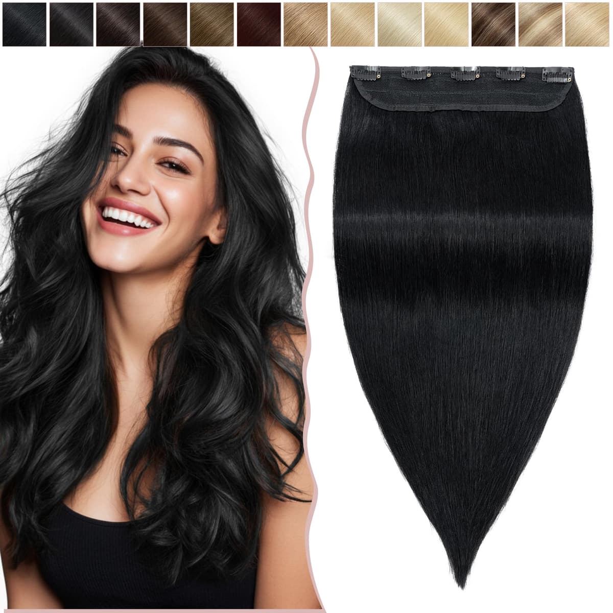 12 inch Clip in Hair Extension Human Hair One Piece 100% Real Remy [#2 Dark Brown] 3/4 Full Head Straight Hair Pieces for Women Invisible Short (40g) — view 58