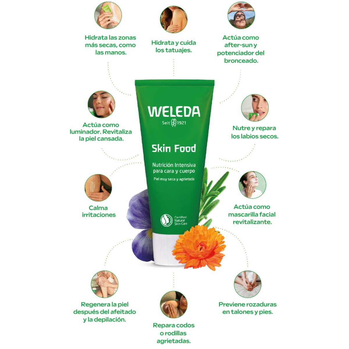 Weleda - Skin Food Original, Crema Reparadora, Nutre e Hidrata, con Aceite de Girasol y Almendra, Caléndula, Pensamiento Silvestre y Manzanilla, para Piel Muy Seca y Agrietada -75 ml — view 9